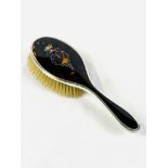 Edwardian tortoiseshell and hallmarked silver mounted and silver inlaid hairbrush