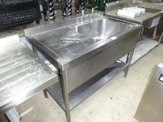 Stainless steel single bowl, left hand drainer sink with taps and undershelf,