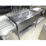 Stainless steel single bowl, left hand drainer sink with taps and undershelf,