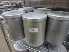 Five aluminium ingredient containers with lids