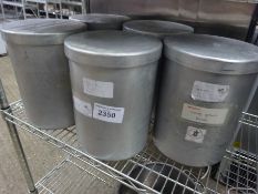 Five aluminium ingredient containers with lids