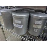 Five aluminium ingredient containers with lids