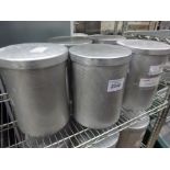 Five aluminium ingredient containers with lids