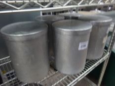 Five aluminium ingredient containers with lids