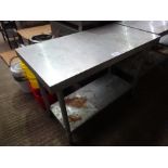 Stainless steel preparation table with under shelf, W: 120cms, D: 60cms, H: 90cms
