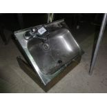 Stainless steel hot water sink, width 46cms, depth 36cms.