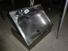 Stainless steel hot water sink, width 46cms, depth 36cms.