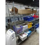 4 tier wire rack W: 150cms, D: 45cms, H: 184 cms