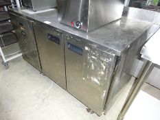 Foster two door under counter fridge, width 142cms, depth 70cms and height 86cms.