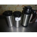 Three insulated flasks.