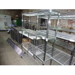 Four tier wire rack, width 120cms, depth 30cms and height 170cms.