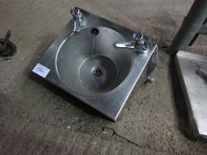 Stainless steel hand wash sink with taps W: 38cms, D: 33cms