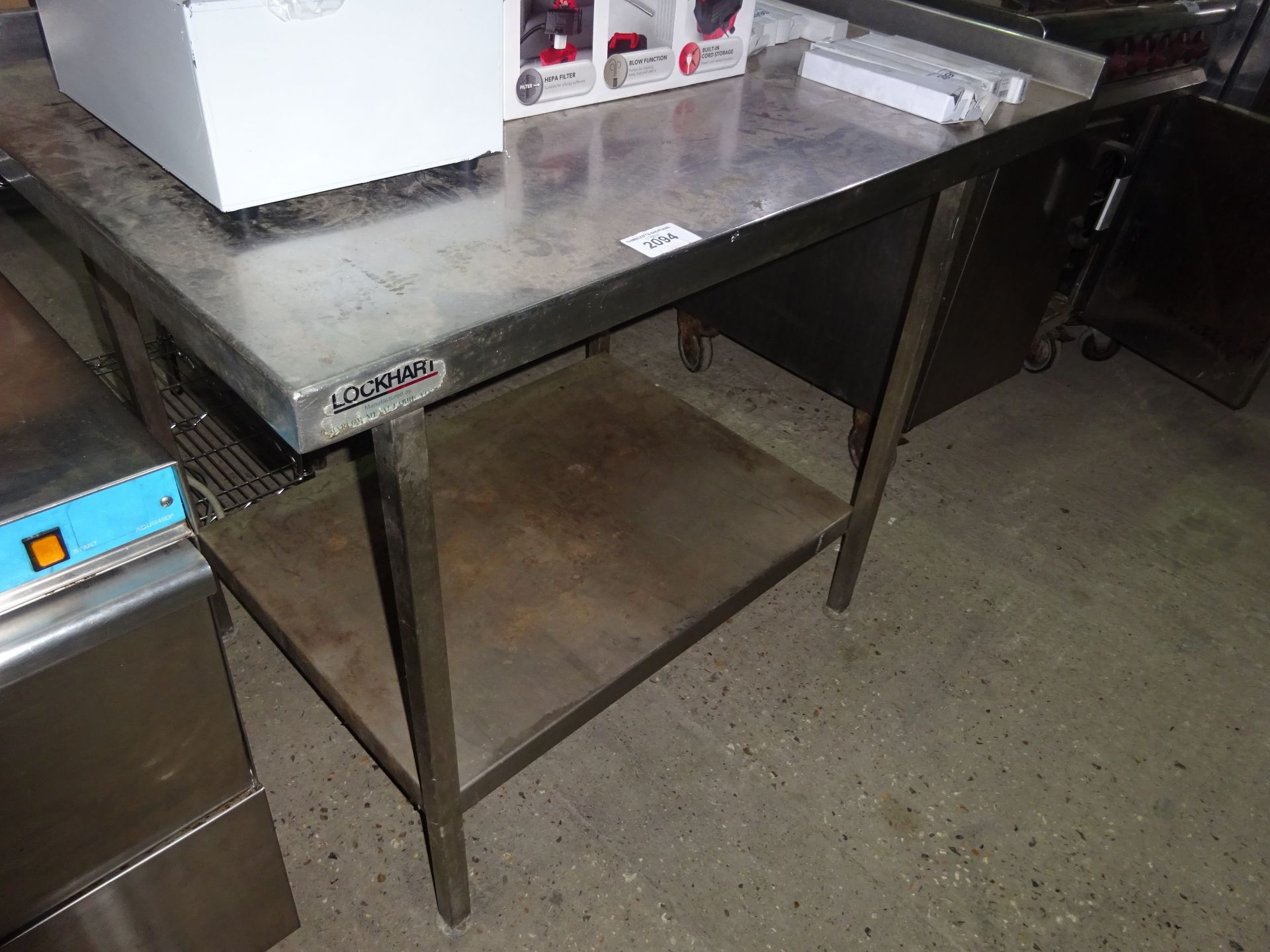 Stainless steep prep table with under shelf, 120cms.