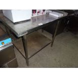 Stainless steep prep table with under shelf, 120cms.