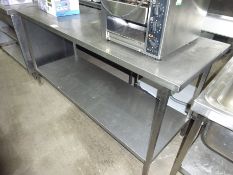 Stainless steel prep table with under shelf, W: 180cms, D: 65cms, H: 90cms