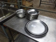 Stainless steel serving trays and dishes