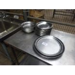 Stainless steel serving trays and dishes