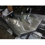 Stainless steel hand sink, new, width 43cms, depth 40cms.