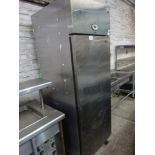 Fosters stainless steel single door upright fridge W: 70cms, D: 80cms, H: 209cms