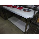 New stainless steel prep table with under shelf, width 150cms, depth 60cms and height 90cms.