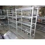 Twin bay aluminium 10 shelf unit, width 187cms, depth 40cms and height 168cms.