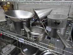 3 cooking pots, 2 containers, colander