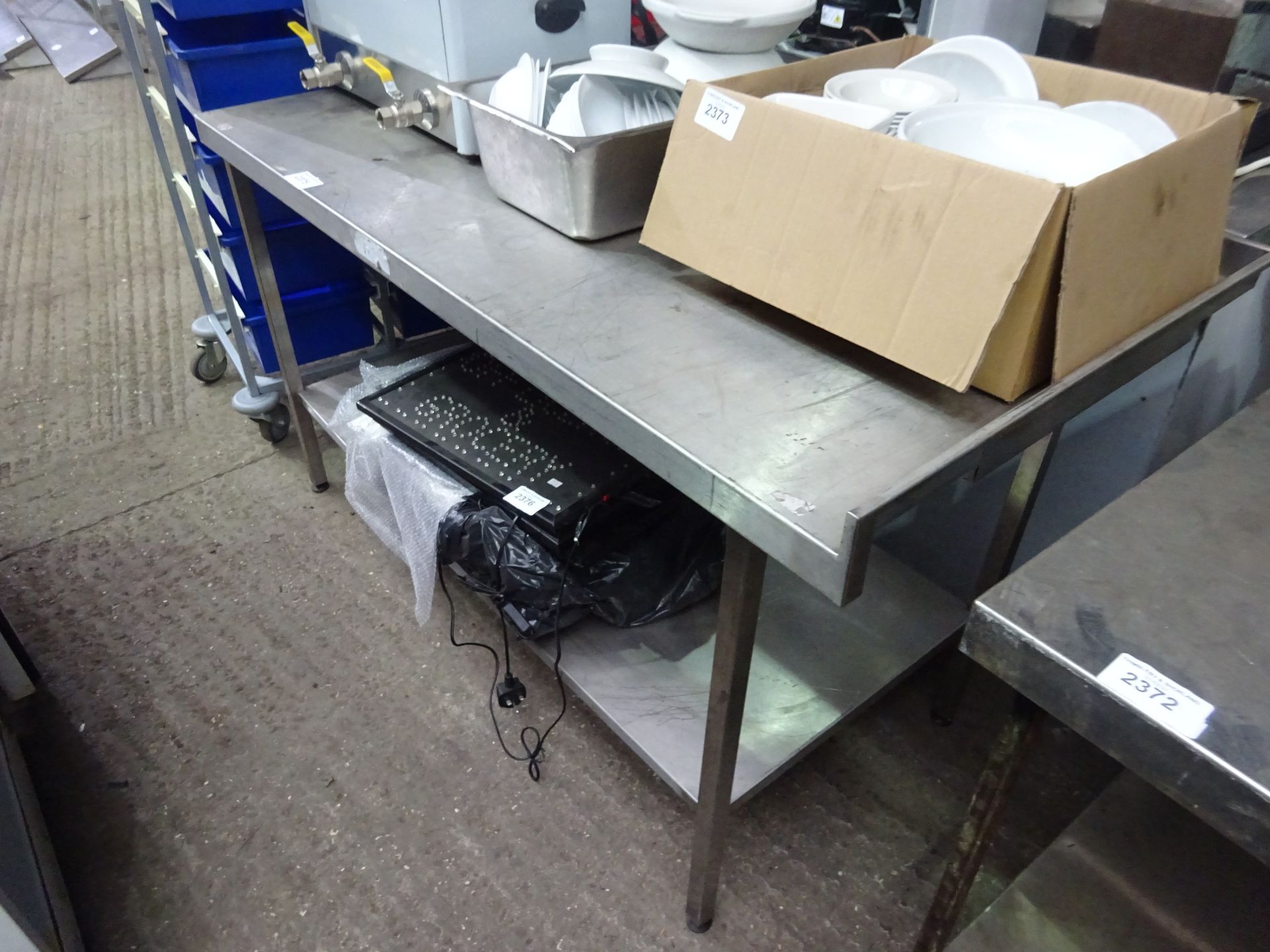 Stainless steel preparation table with under shelf W: 150cms, D: 77cms, H: 90cms