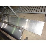 Stainless steel wall shelf with brackets, width 180cms, depth 30cms.