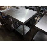 Stainless steel prep table with under shelf W: 60cms, D:60cms, H: 90cms