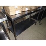 Stainless steel preparation table with under shelf, width 130cms, depth 55cms and height 90cms.