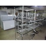 Four tier wire rack, width 90cms, depth 60cms and height 185cms.