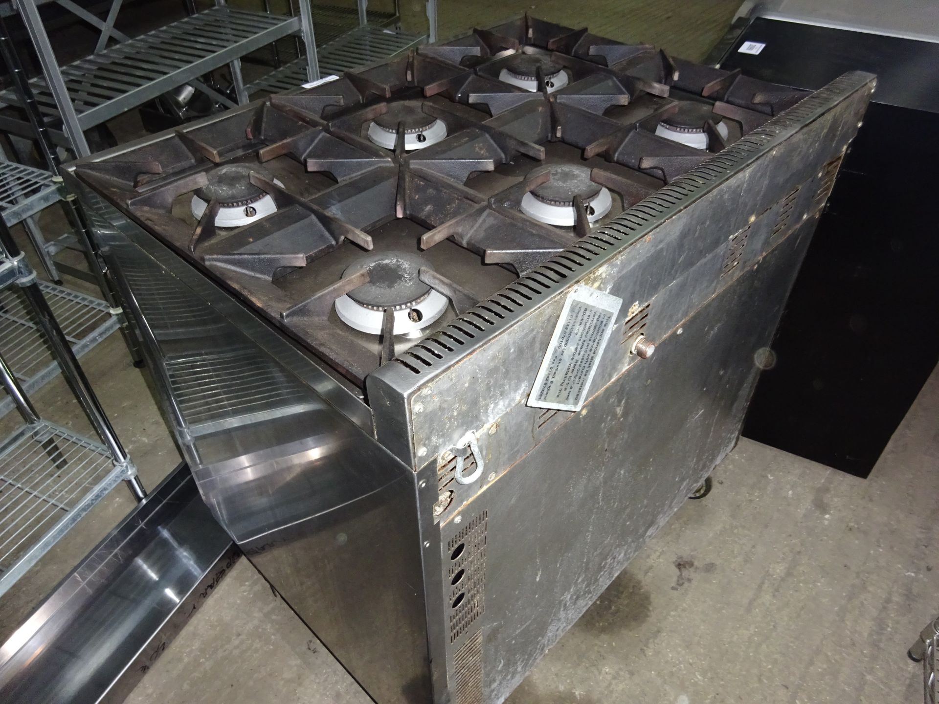 Moorwood Vulcan natural gas 6 burner oven on castors, width 60cms, depth 67cms and height 84cms. - Image 5 of 5