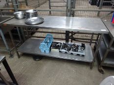 Stainless steel preparation table with undershelf, W: 180cms, D: 65cms, H: 90cms