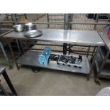 Stainless steel preparation table with undershelf, W: 180cms, D: 65cms, H: 90cms