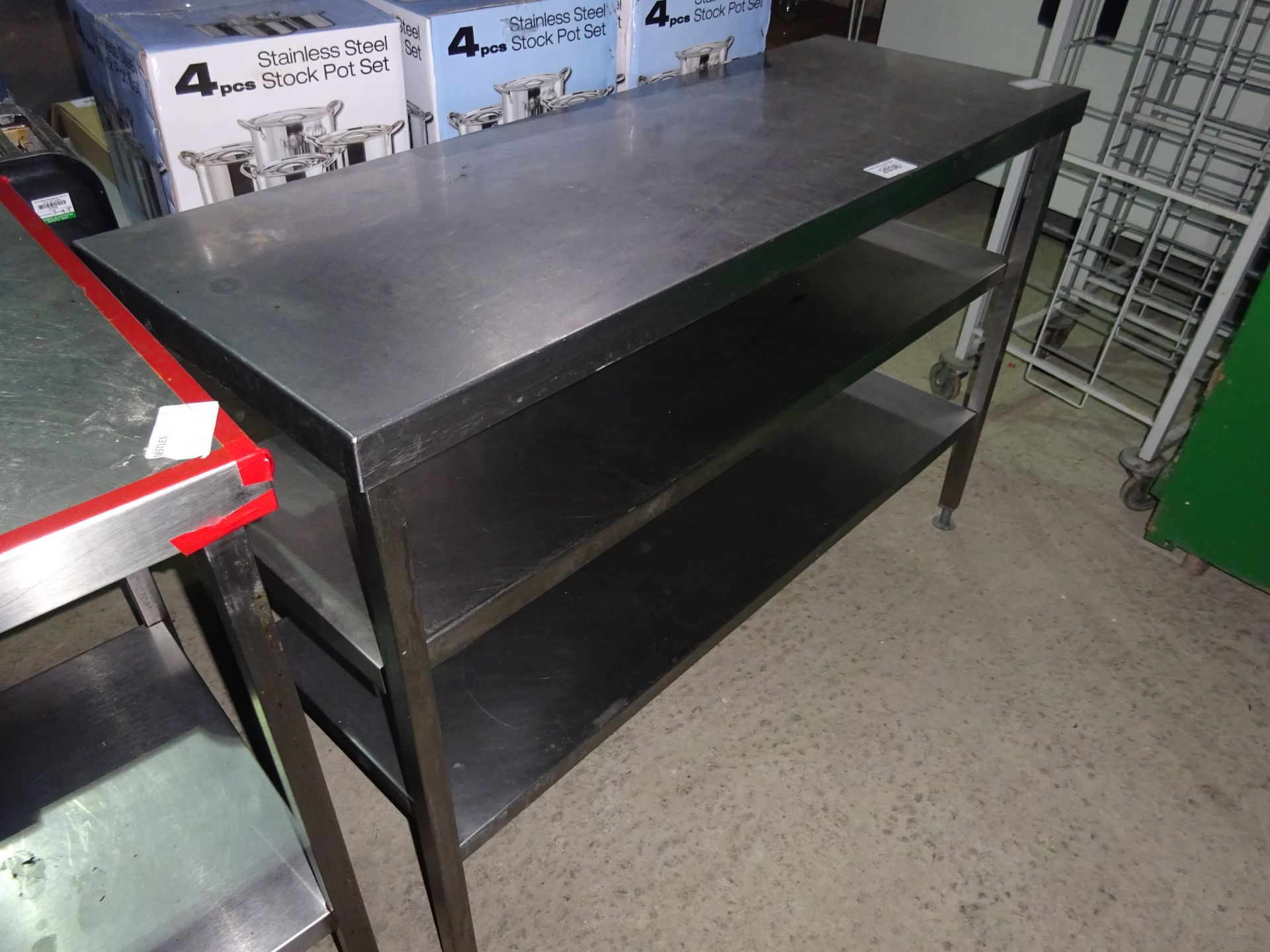 Stainless steel preparation table with under shelf, width 135cms, depth 50cms and height 90cms.