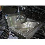 Stainless steel hand sink, new, width 43cms, depth 40cms.