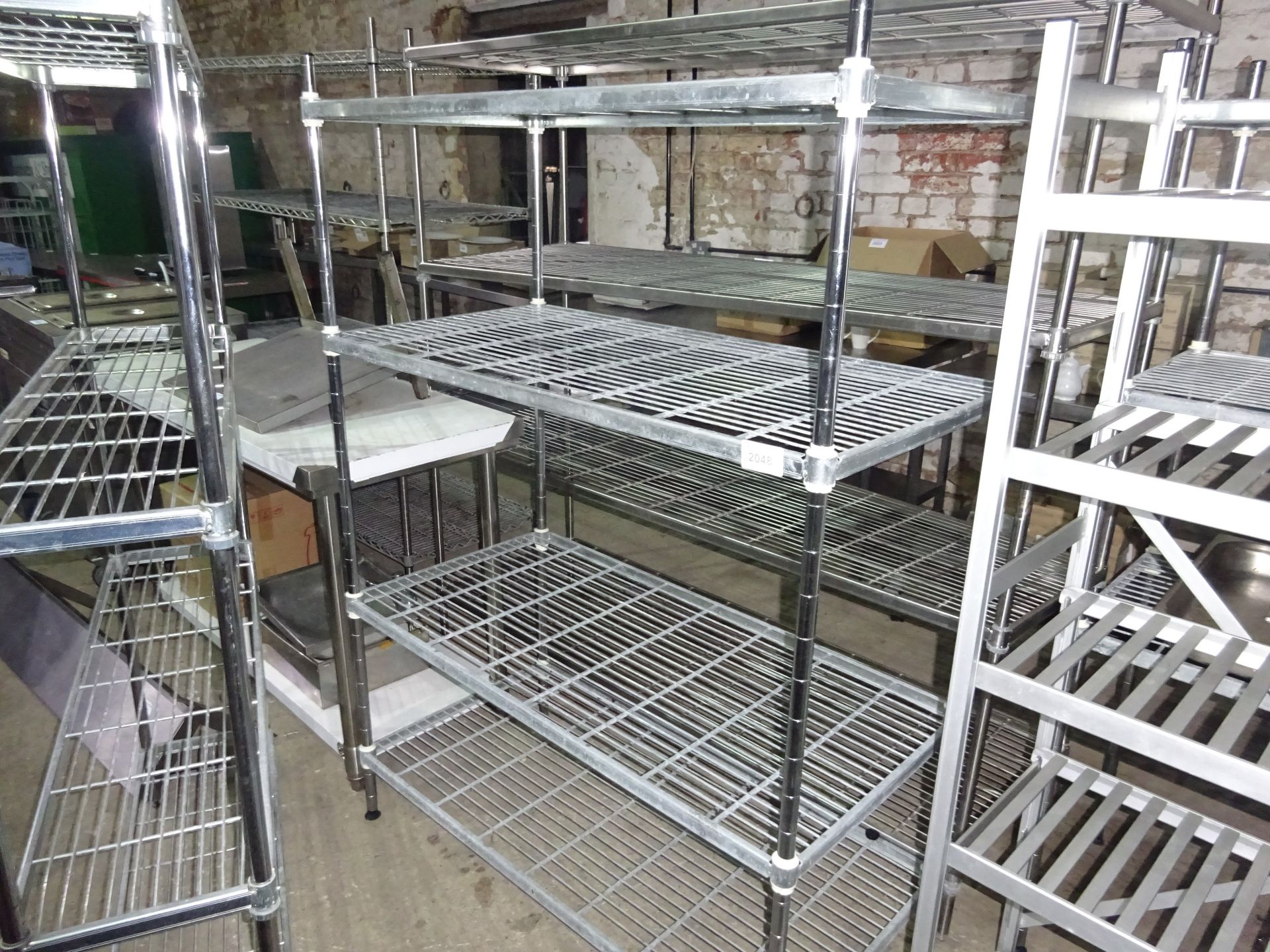 Four tier wire rack, width 120cms, depth 60cms and height 170cms.