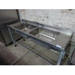 Double sink with taps W: 171cms, D: 61cms, H: 95cms