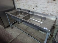 Double sink with taps W: 171cms, D: 61cms, H: 95cms