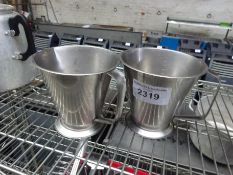 2 no Stainless steel measuring jugs - 2 pint capacity