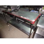 Stainless steel preparation table with under shelf, width 150cms, depth 60cms and height 94cms.