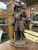 Metal figure of the Duke of Malborough table lamp base