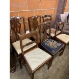 Pair of mahogany drop-in seat dining chairs, together with four other 19th century dining chairs.