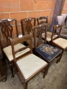 Pair of mahogany drop-in seat dining chairs, together with four other 19th century dining chairs.