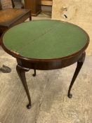 Mahogany demi-lune table with fold over top