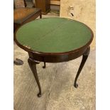 Mahogany demi-lune table with fold over top