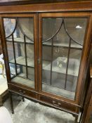 Edwardian inlaid mahogany display cabinet and another mahogany display cabinet