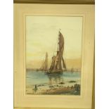 Framed and glazed watercolour of sailing ships, signed G Baldwin, 1869