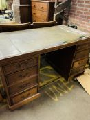 Oak pedestal desk