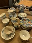 Part Fantasy tea set by Longton; other china bowls, and a Susie Cooper plate